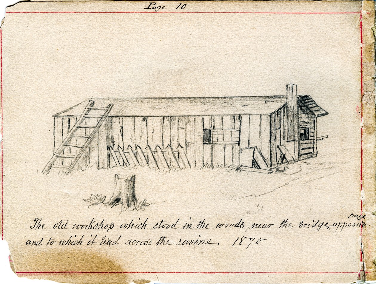 Oficina no terreno das Irmãs da Providência de Santa Maria das Madeiras, Indiana em 1870 de Maurice Schnell