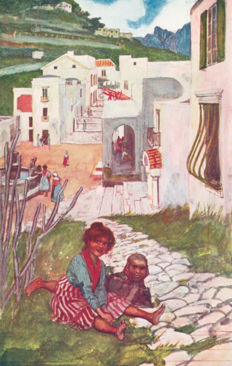 Uma rua em Ravello (litografia a cores) de Maurice (after) Greiffenhagen