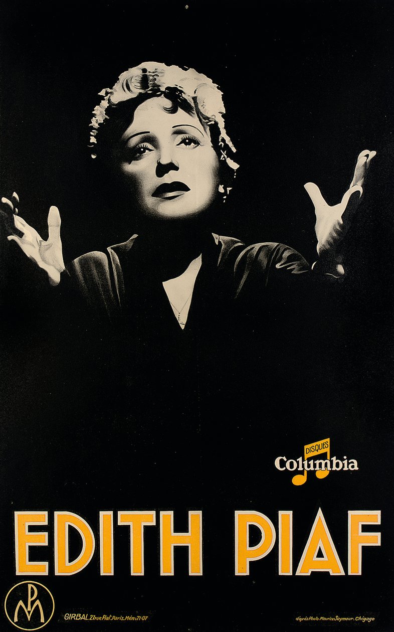 Cartaz com a imagem de "Edith Piaf", c.1920 (litografia) de Maurice (after) Seymour