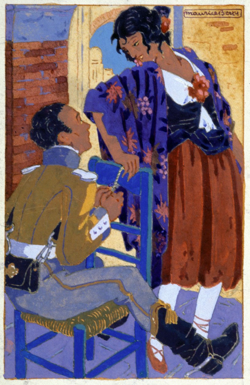 Don Jose e Carmen, c. 1930 (ilustração ) de Maurice Berty