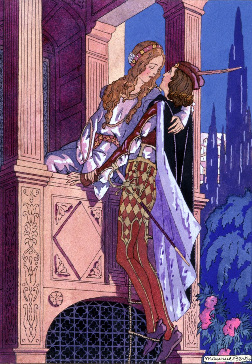 Romeu e Julieta, c.1930 (ilustração) de Maurice Berty