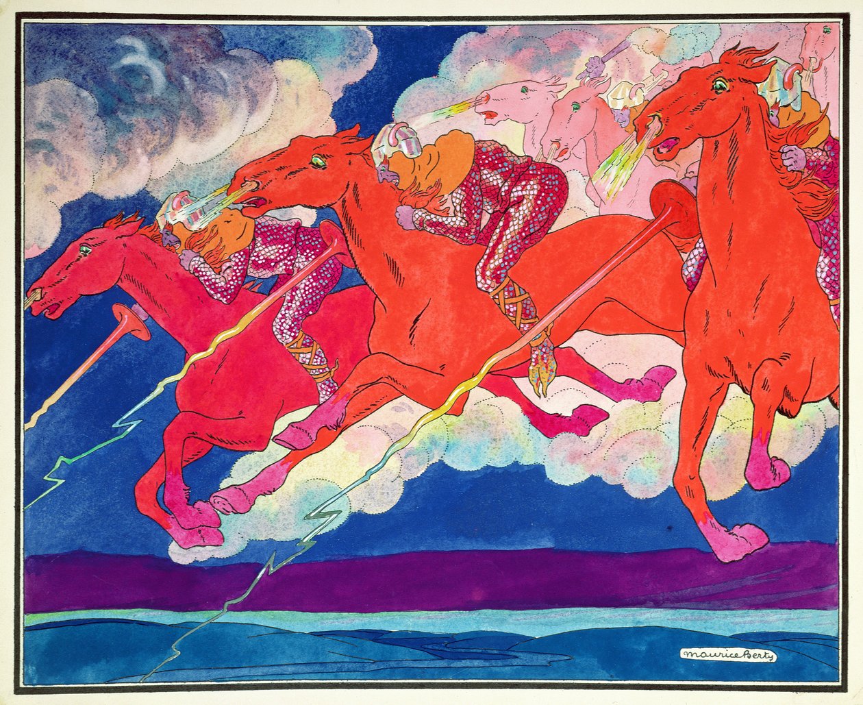 As Legiões de Átila Descendem do Céu, c.1920 (aquarela sobre papel) de Maurice Berty