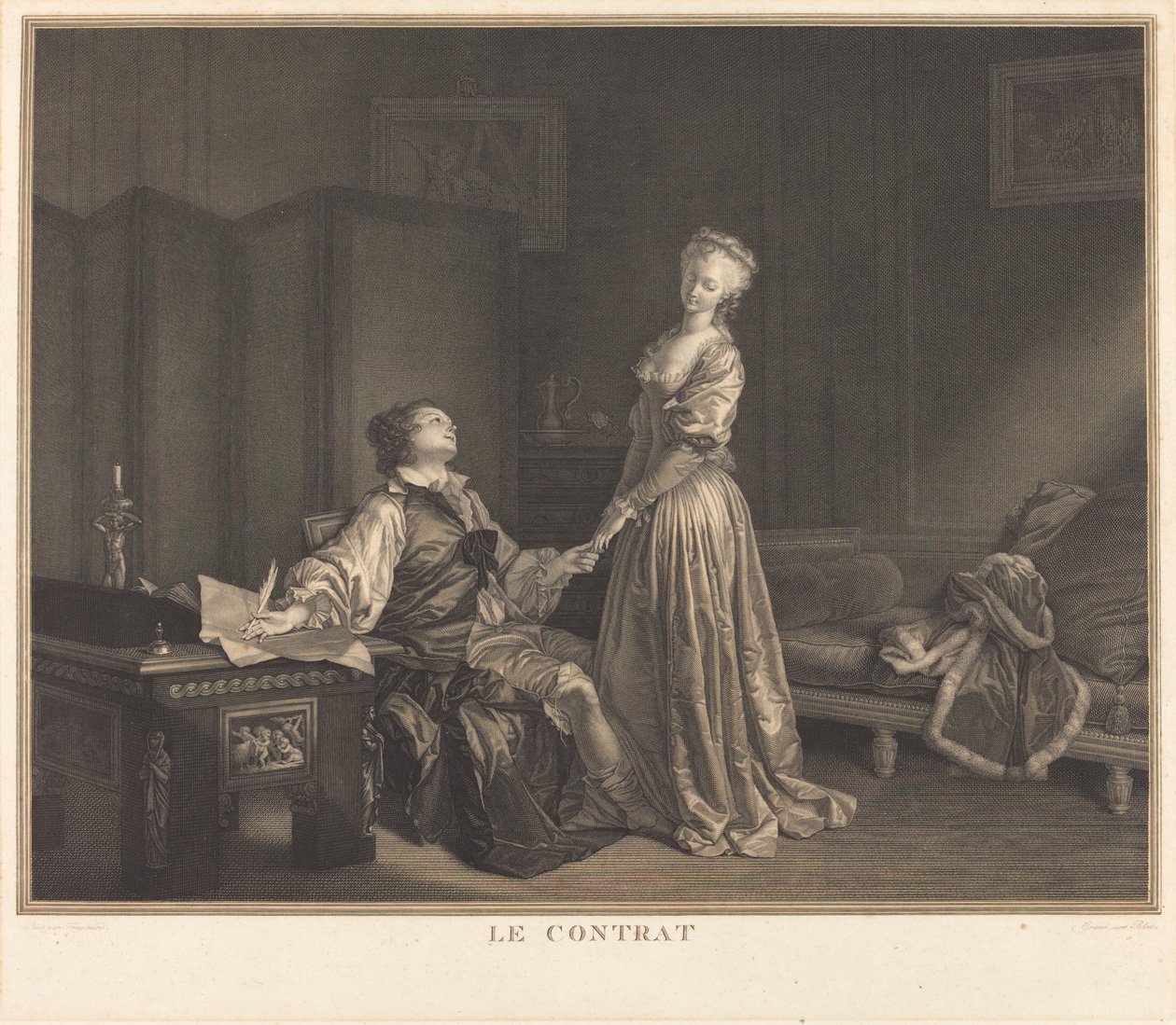 O contrato de Maurice Blot after Jean Honoré Fragonard