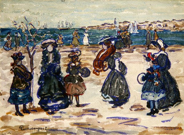 Do outro lado do porto, Salem (aguarela e guache sobre grafite em papel) de Maurice Brazil Prendergast