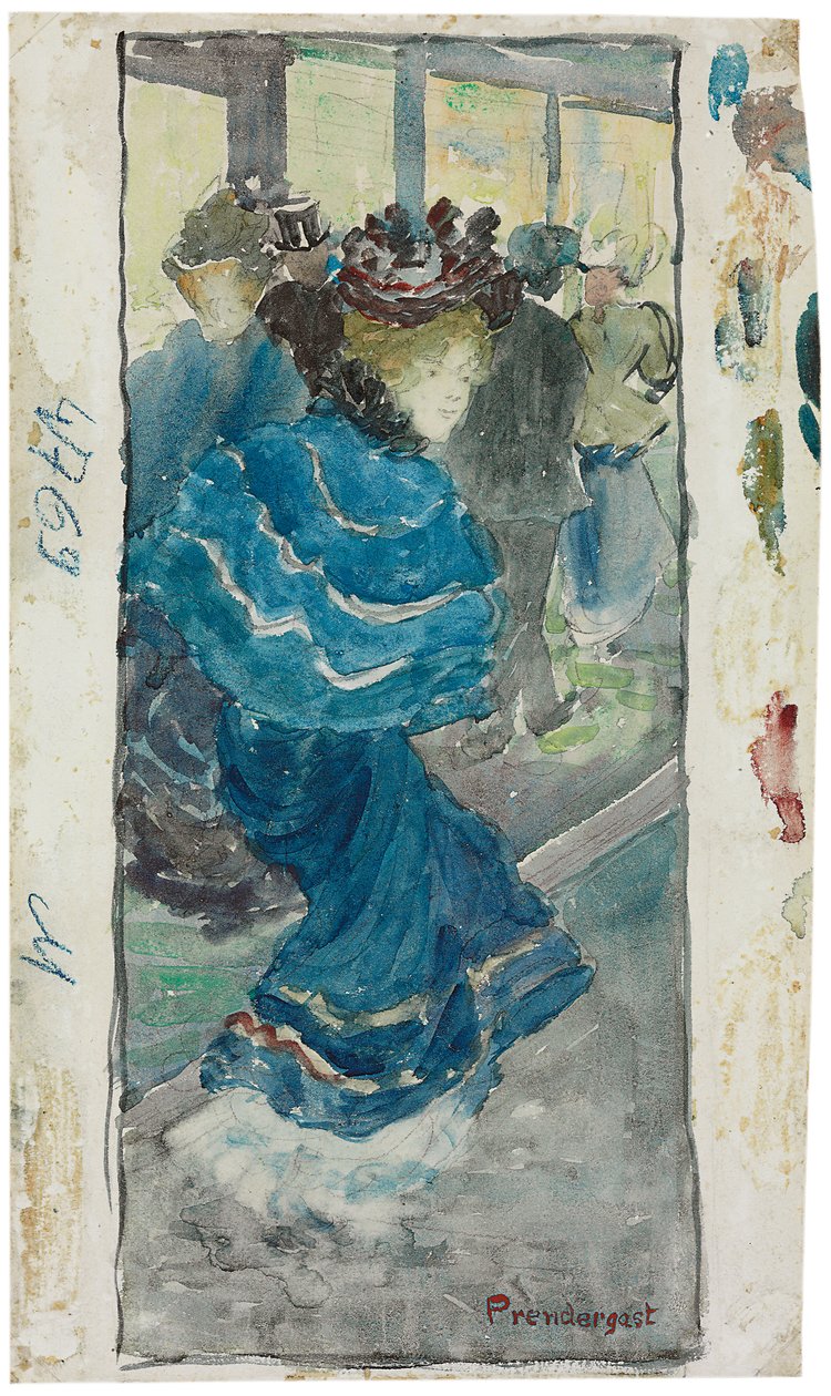 Mulher elegante em um vestido azul, c.1893-94 de Maurice Brazil Prendergast