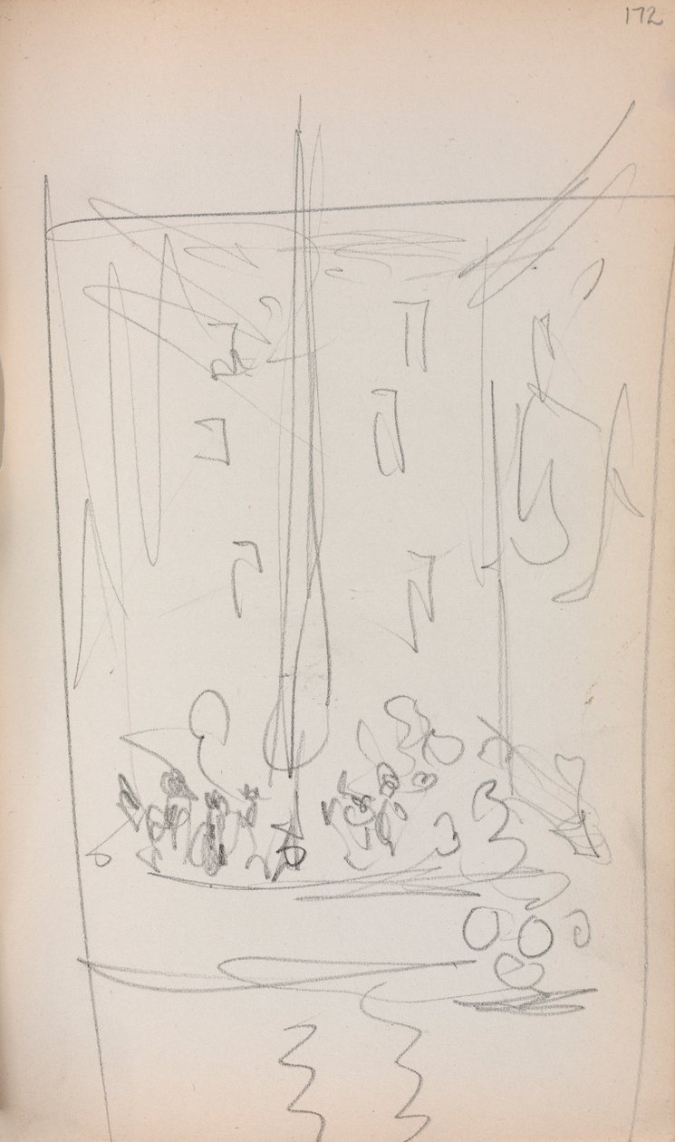 Caderno de desenho italiano: Barco com figuras, página 172, 1898-1899. de Maurice Brazil Prendergast