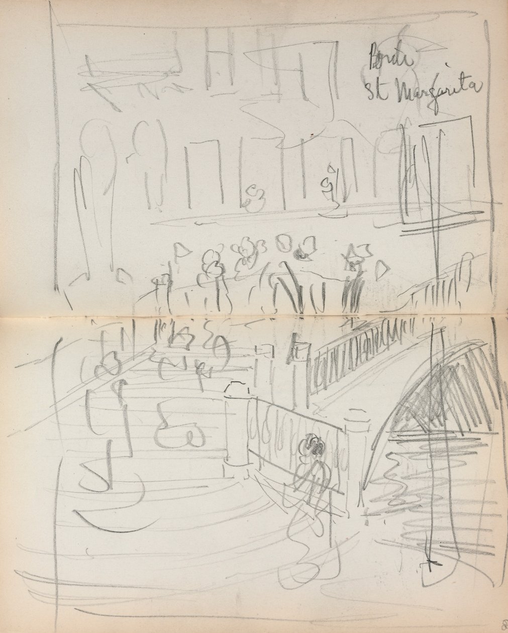 Caderno de desenho italiano: Bridge St. Margarita, páginas 67 e 68, 1898-1899. de Maurice Brazil Prendergast