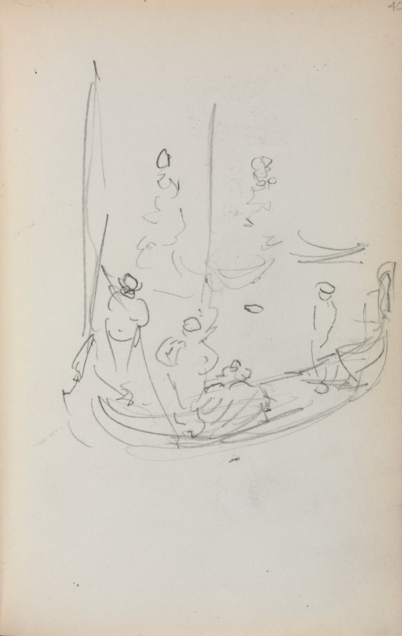 Caderno de desenho italiano: gôndola, página 40, 1898-1899. de Maurice Brazil Prendergast