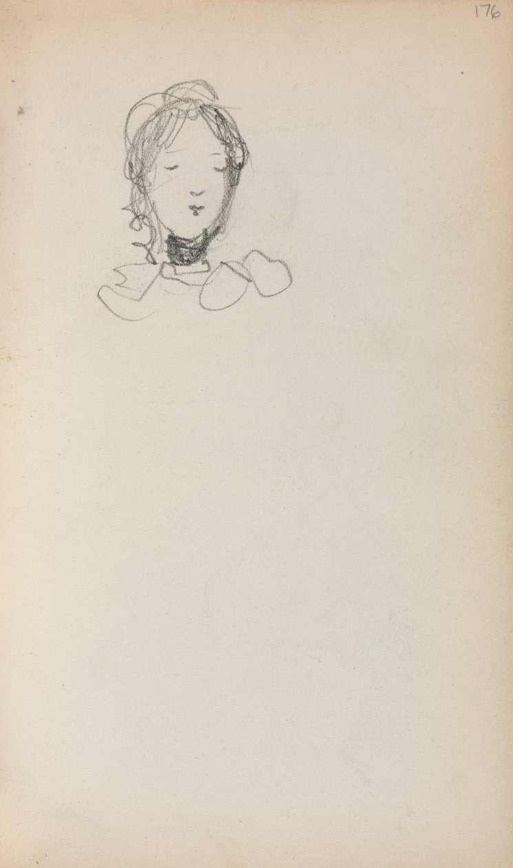 Caderno de desenho italiano: Head of a Girl, página 176, 1898-1899. de Maurice Brazil Prendergast