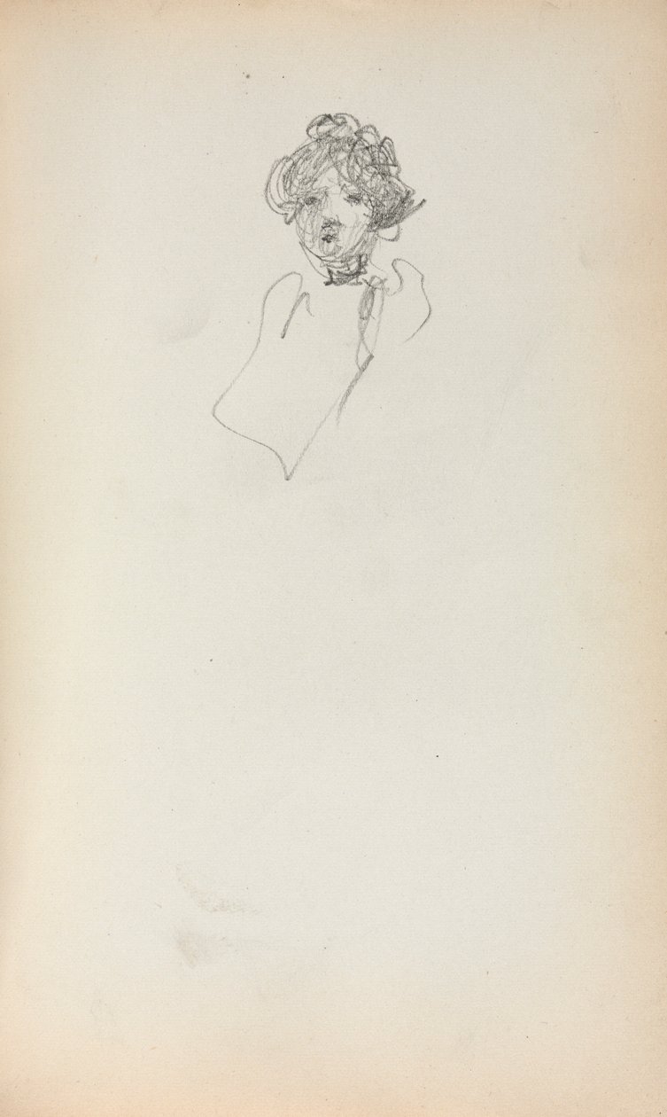 Caderno de desenho italiano: Cabeça de uma mulher, página 215, 1898-1899. de Maurice Brazil Prendergast