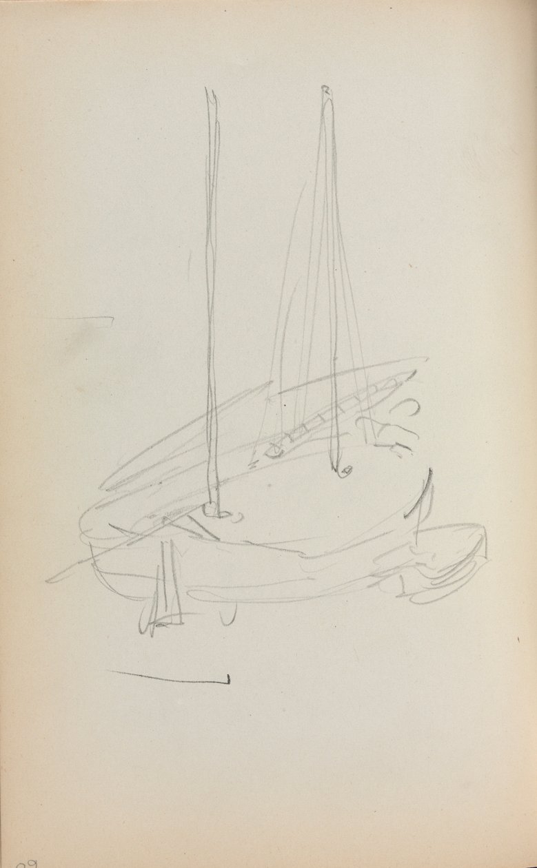 Caderno de desenho italiano: Veleiro, página 60, 1898-1899. de Maurice Brazil Prendergast