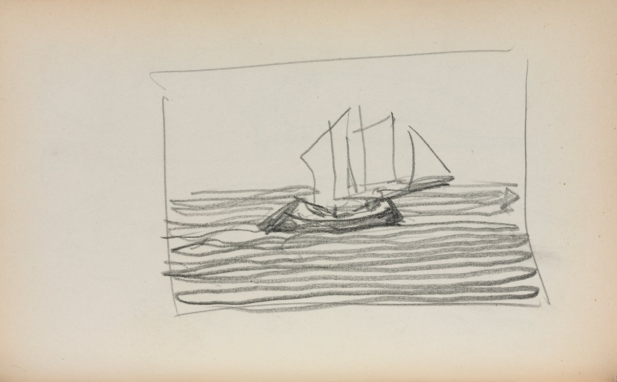 Caderno de desenho italiano: Veleiro, página 75, 1898-1899. de Maurice Brazil Prendergast