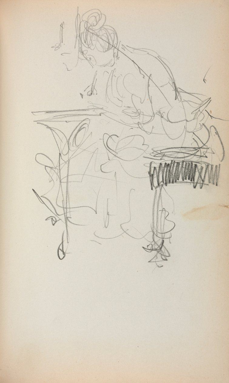 Caderno de desenho italiano: Costura de mulher sentada, página 153, 1898-1899. de Maurice Brazil Prendergast