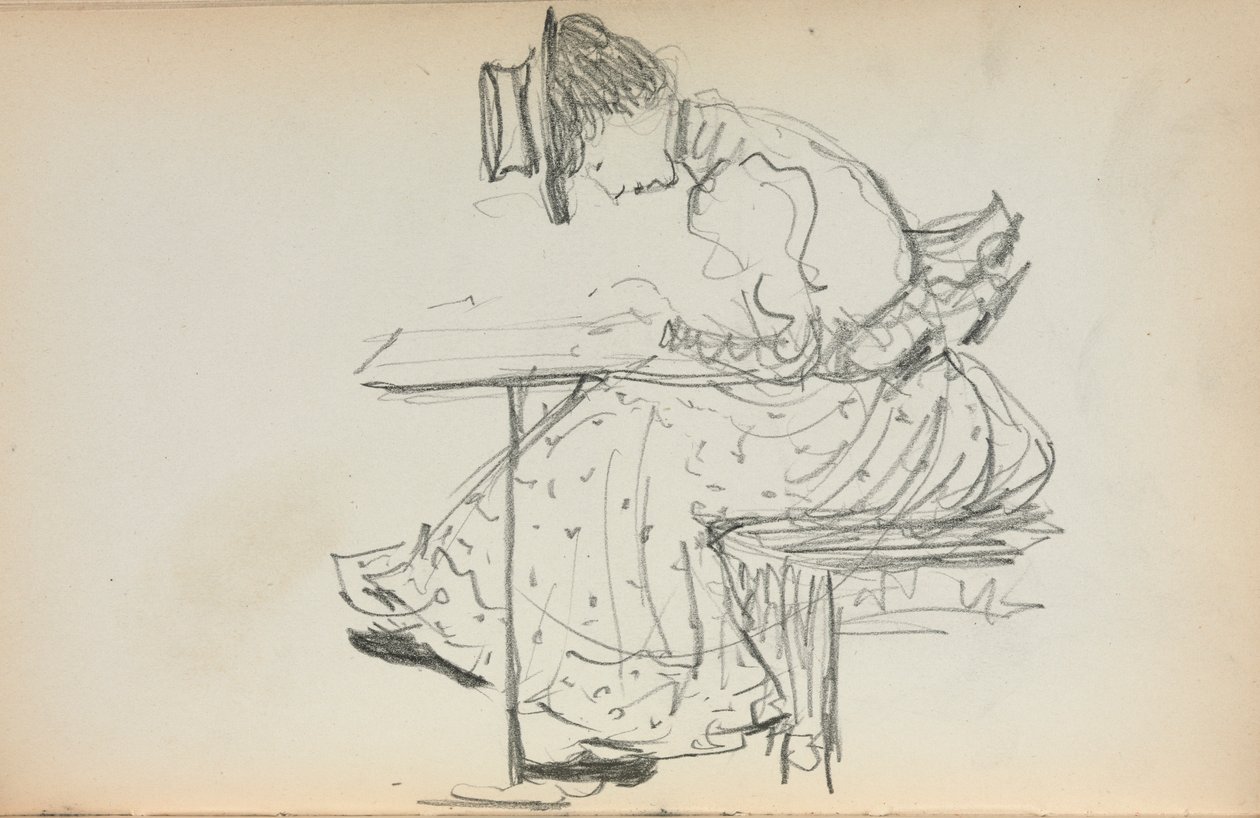 Caderno de desenho italiano: Mulher sentada página 107, 1898-1899. de Maurice Brazil Prendergast