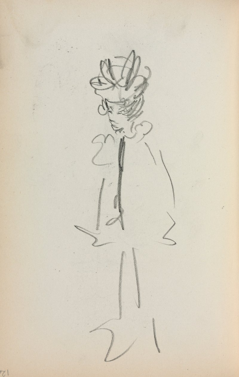 Caderno de desenho italiano: Mulher em pé 34 Ver página 126, 1898-1899. de Maurice Brazil Prendergast