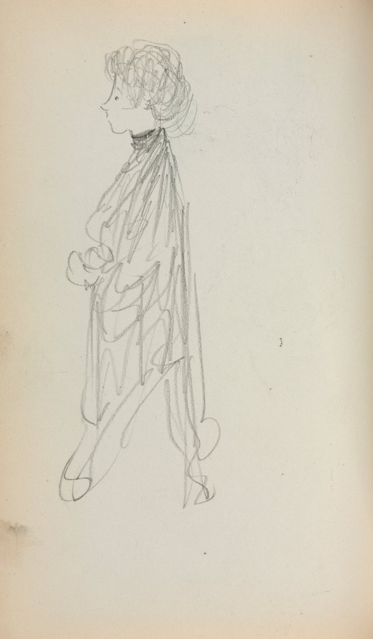 Caderno de desenho italiano: Mulher em pé no perfil, página 51, 1898-1899. de Maurice Brazil Prendergast