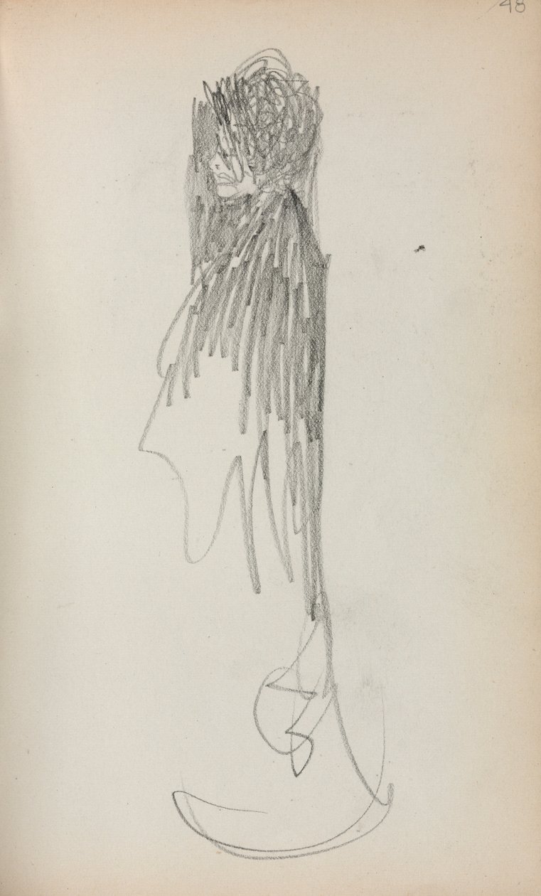 Caderno de desenho italiano: Mulher em pé na página de perfil 48, 1898-1899. de Maurice Brazil Prendergast