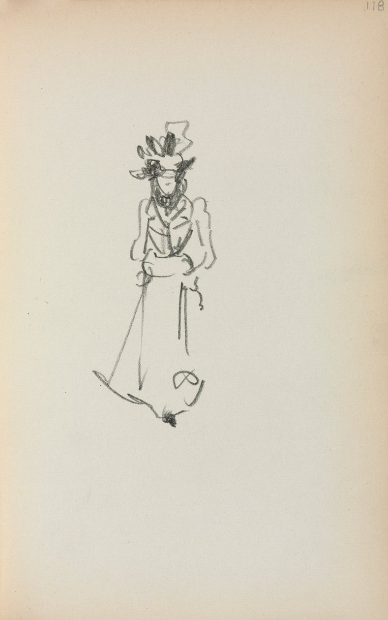 Caderno de desenho italiano: Mulher em pé, página 118, 1898-1899. de Maurice Brazil Prendergast