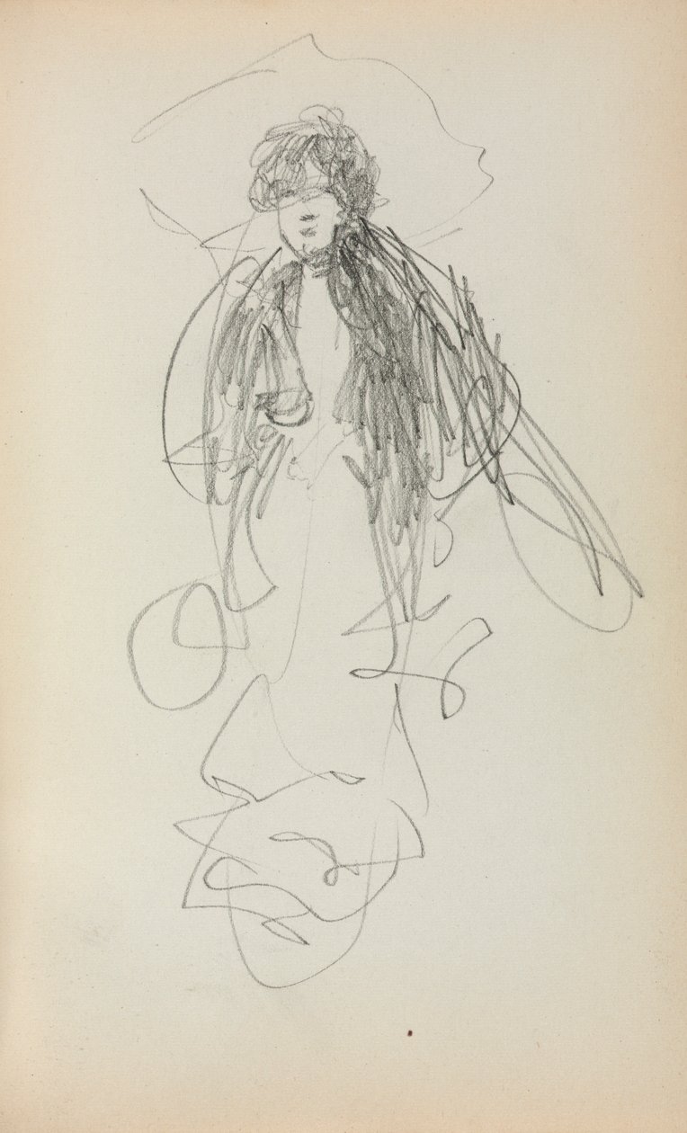 Caderno de desenho italiano: Mulher em pé, página 219, 1898-1899. de Maurice Brazil Prendergast