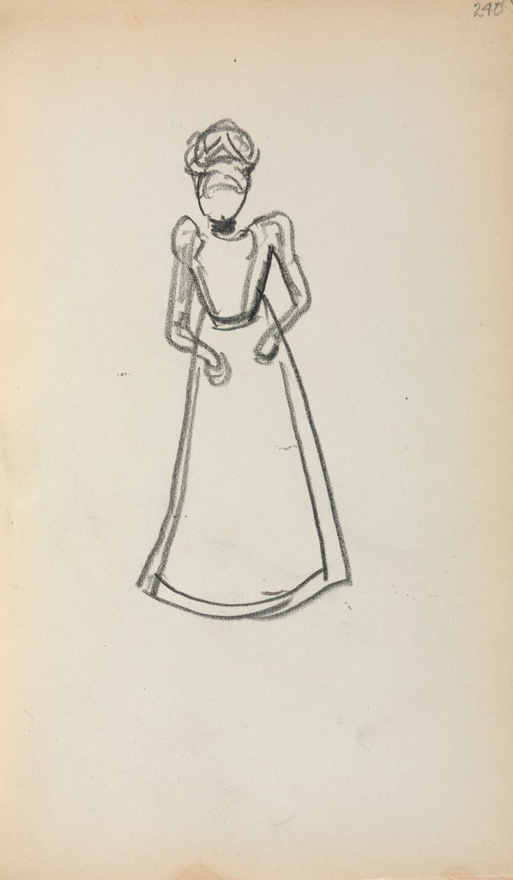 Caderno de desenho italiano: Mulher em pé, página 240, 1898-1899. de Maurice Brazil Prendergast