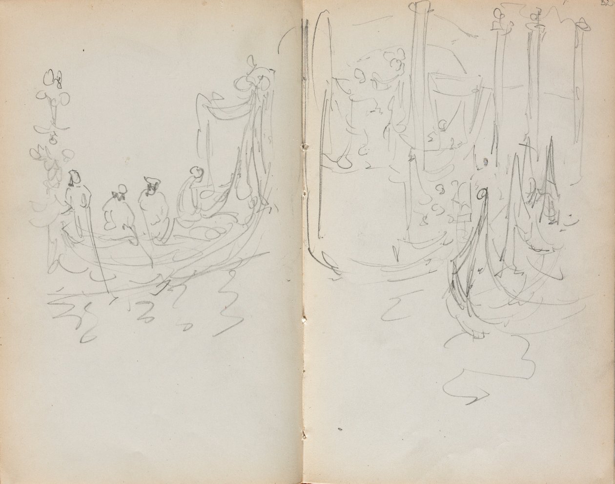 Sketchbook italiano: Venetian Harbour Ver página 31 e 32, 1898-1899. de Maurice Brazil Prendergast