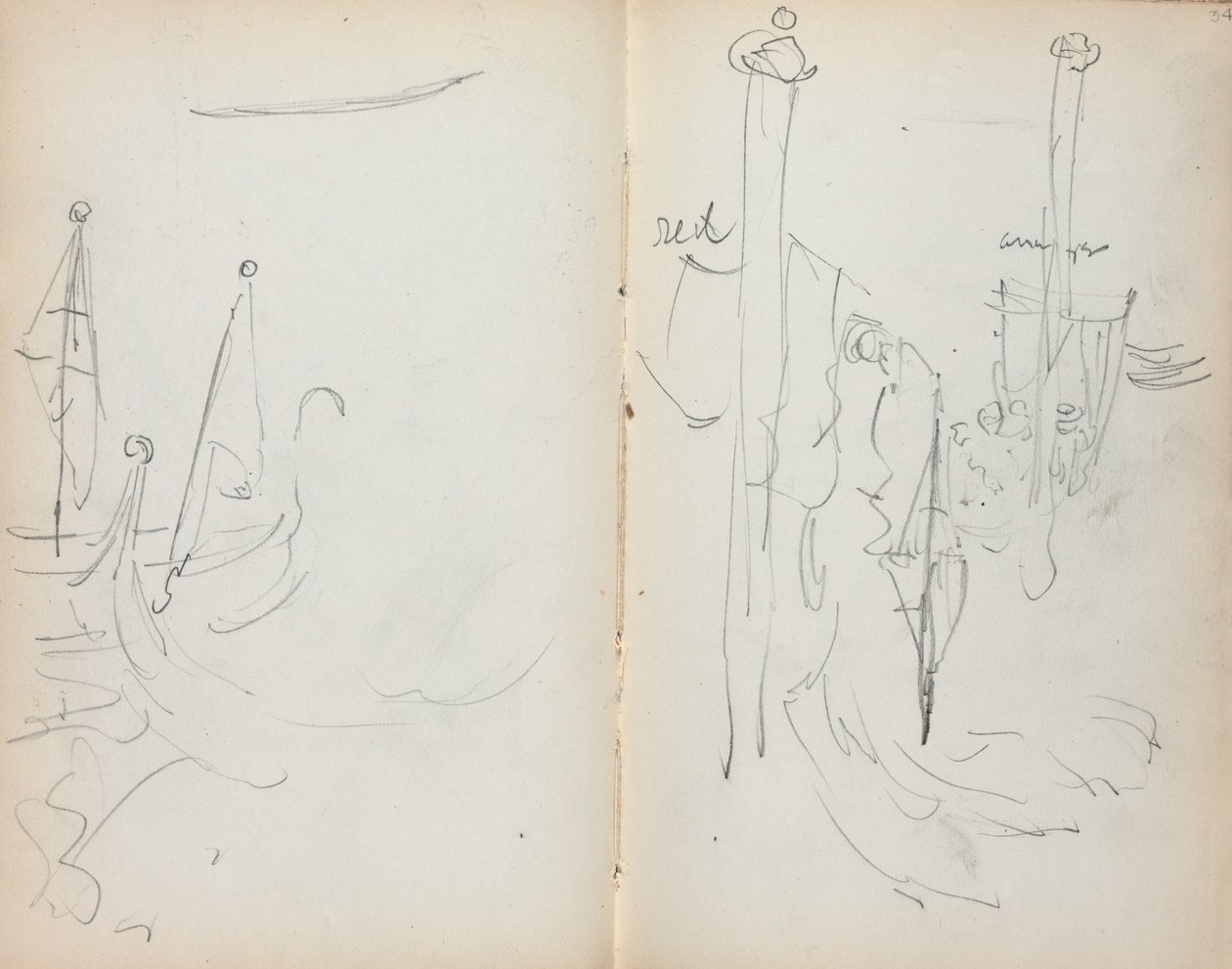 Sketchbook italiano: Venetian Harbour Ver página 33 e 34, 1898-1899. de Maurice Brazil Prendergast