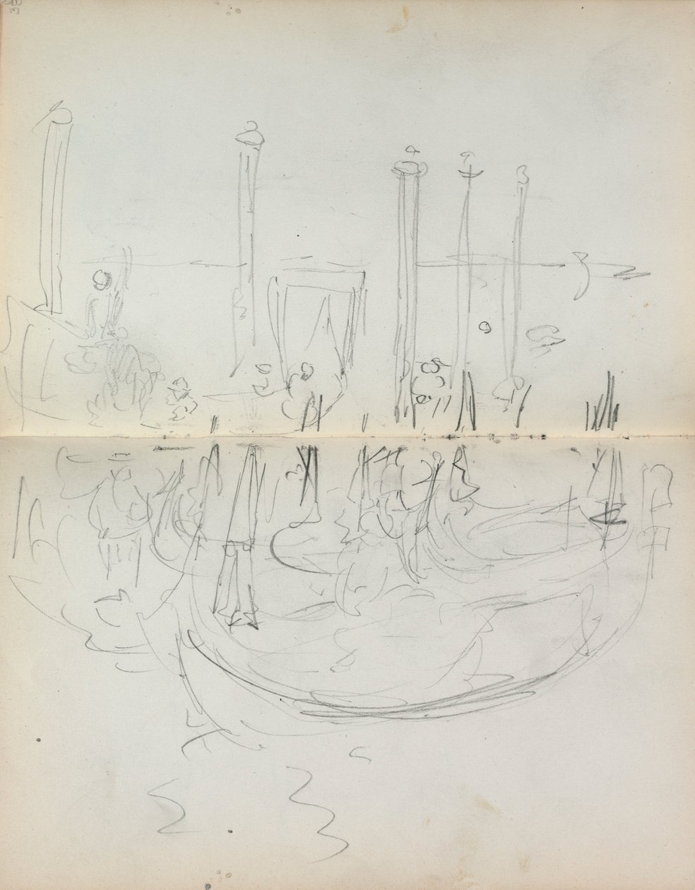 Sketchbook italiano: Venetian Harbour Ver página 37 e 38, 1898-1899. de Maurice Brazil Prendergast