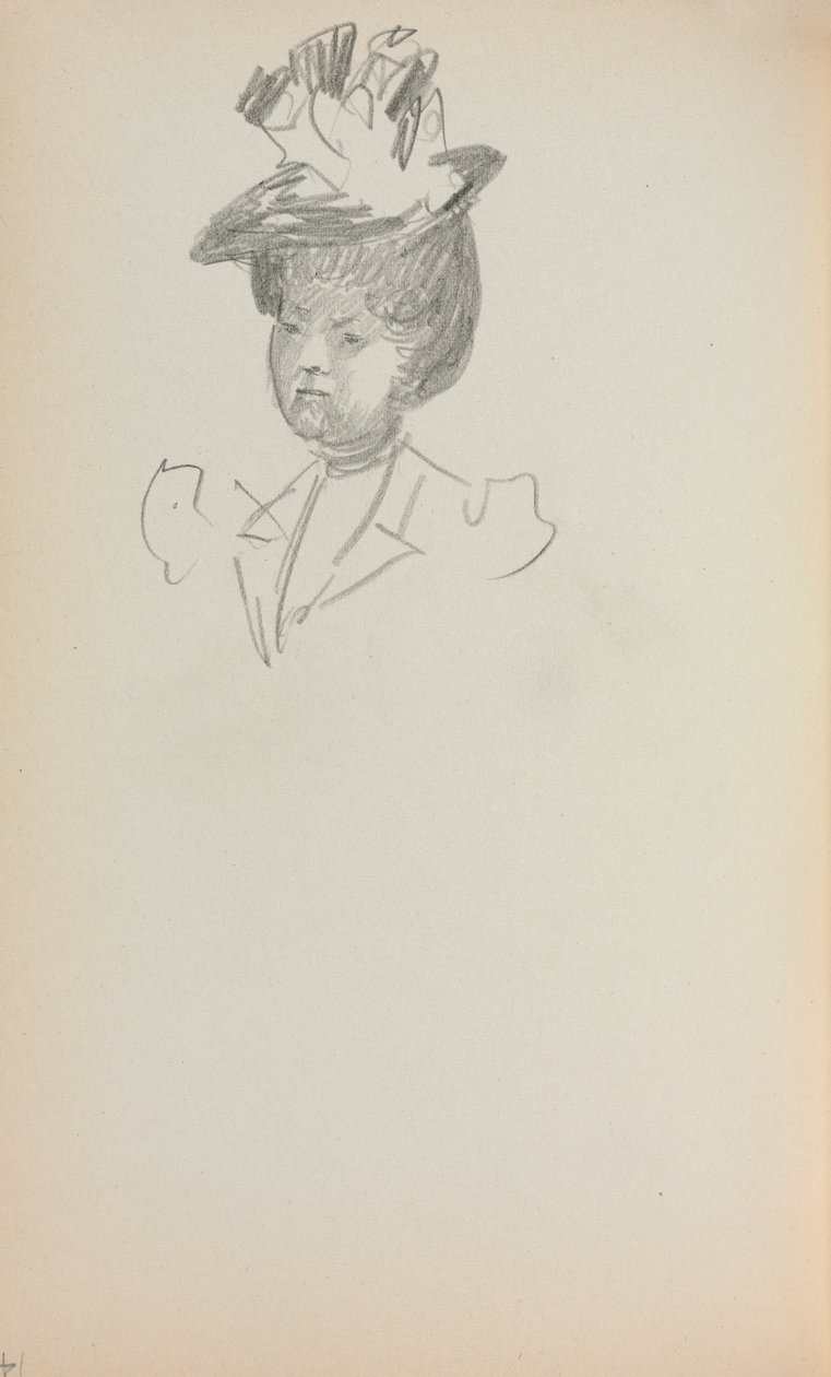 Caderno de desenho italiano: Woman, Bust Length, página 142, 1898-1899. de Maurice Brazil Prendergast