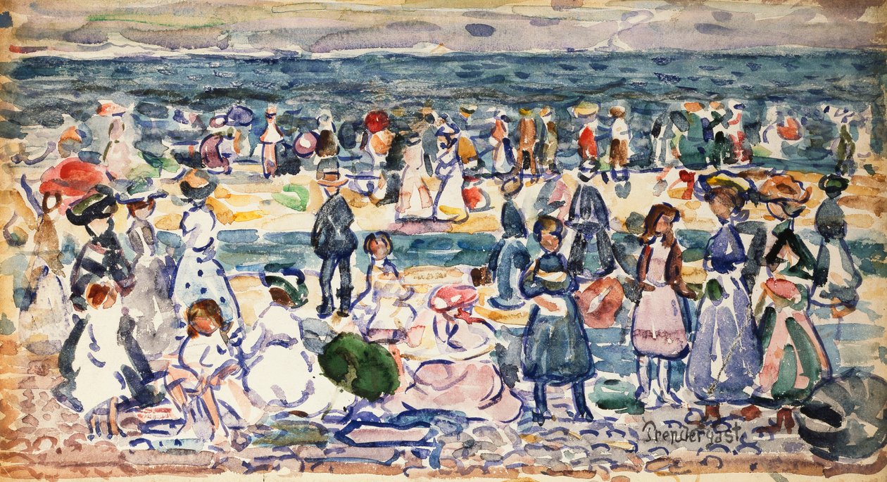 Maré baixa, Praia Revere, c.1910-11 de Maurice Brazil Prendergast