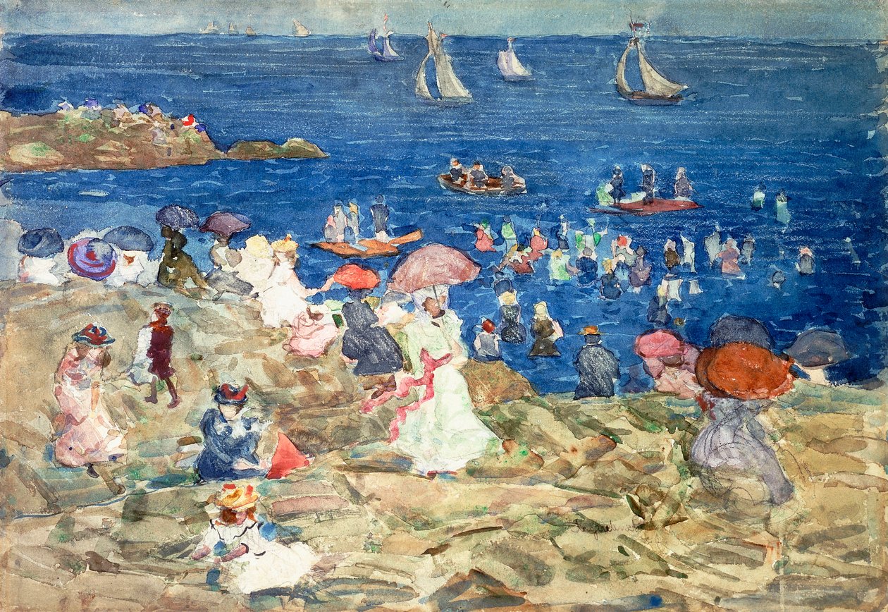 Cena de praia na Nova Inglaterra, c.1896-97 de Maurice Brazil Prendergast