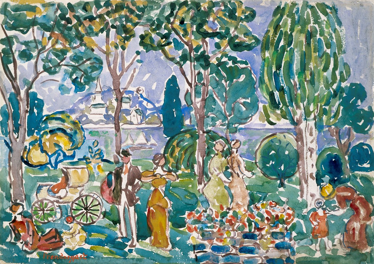 O Parque, Salem (aguarela sobre lápis sobre papel) de Maurice Brazil Prendergast