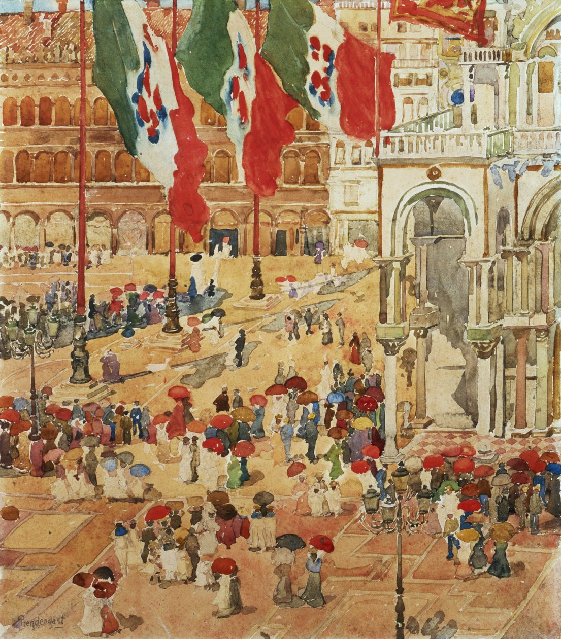 A Praça de São Marcos, Veneza de Maurice Brazil Prendergast