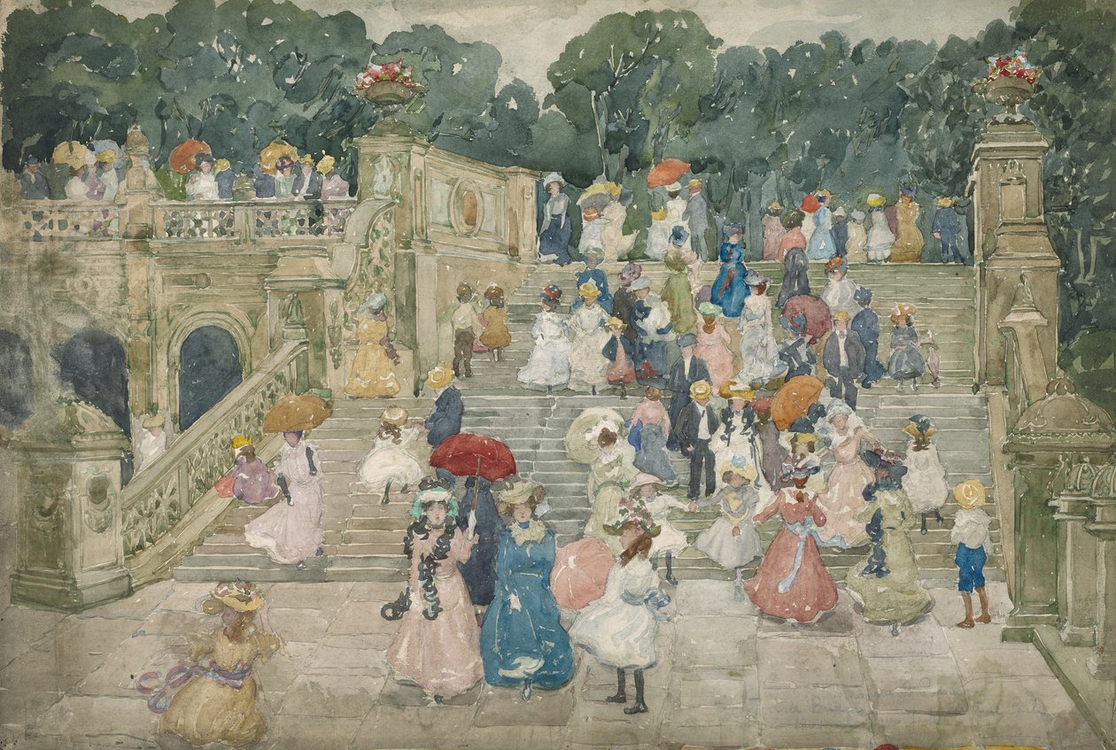 Ponte do terraço, Central Park, 1901 de Maurice Brazil Prendergast