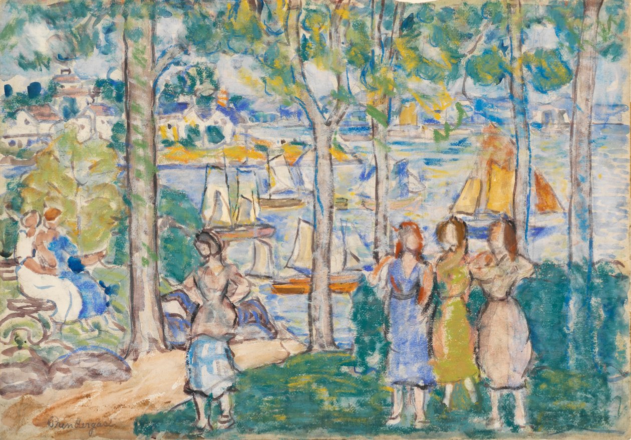 árvores, casas, pessoas de Maurice Brazil Prendergast