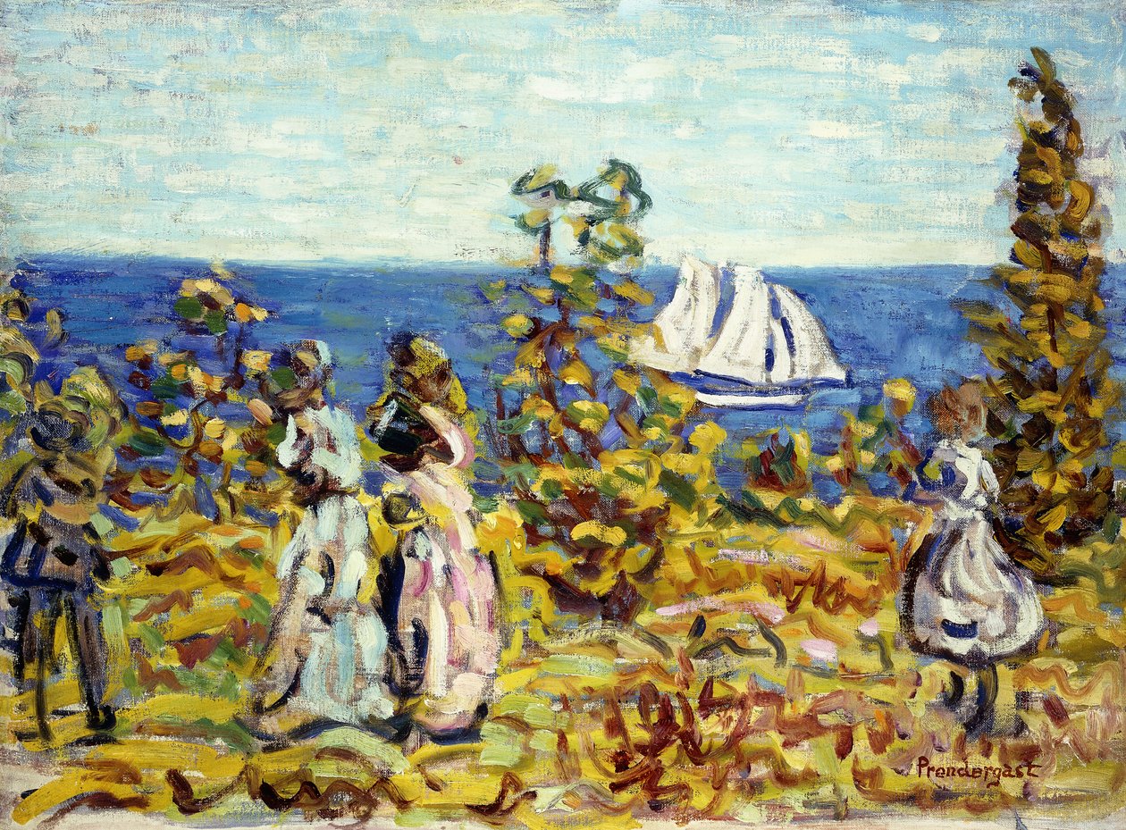 Vendo o veleiro, c.1907-1910 de Maurice Brazil Prendergast
