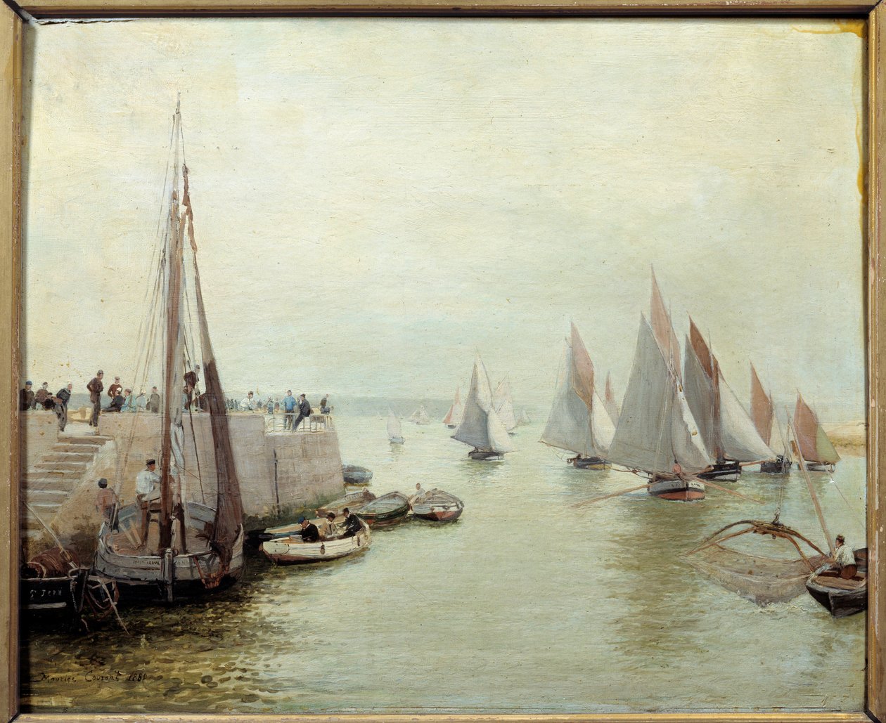 O retorno da pesca em 1880. Pintura de Courant Maurice (1847-1925) de Maurice Courant
