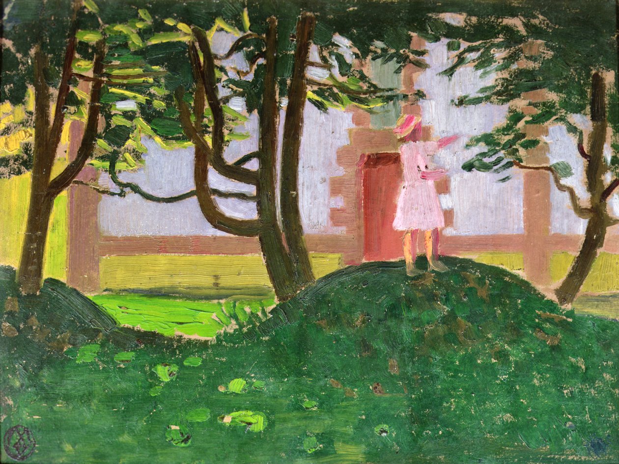 Um monte de folhas antes da capela de Maurice Denis