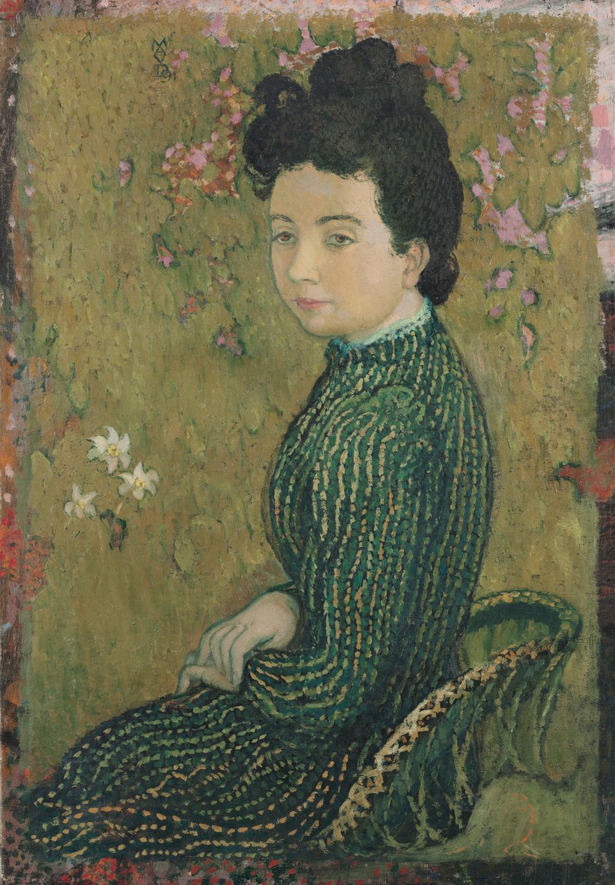 Eva Meurier em um vestido verde, 1891 de Maurice Denis