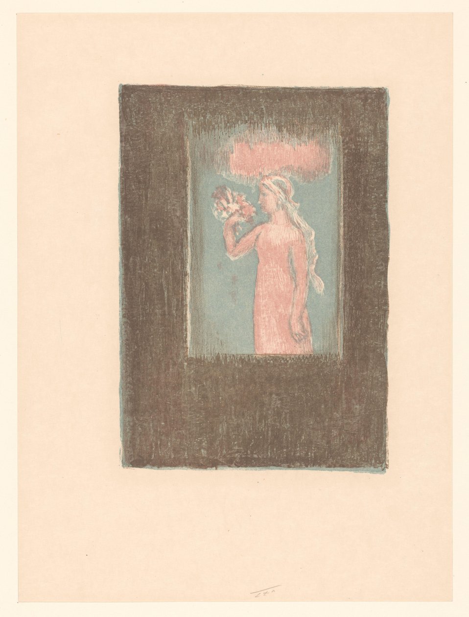 Moça com flores na frente de uma janela de Maurice Denis