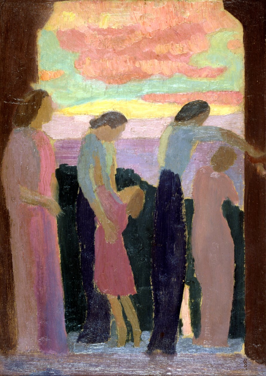 Marthe Denis e as crianças na varanda, c1900-1940 de Maurice Denis