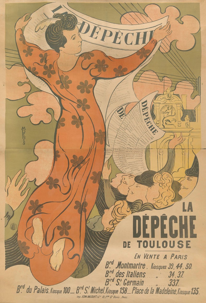 Cartaz para o jornal La Dépêche de Toulouse, 1892. de Maurice Denis