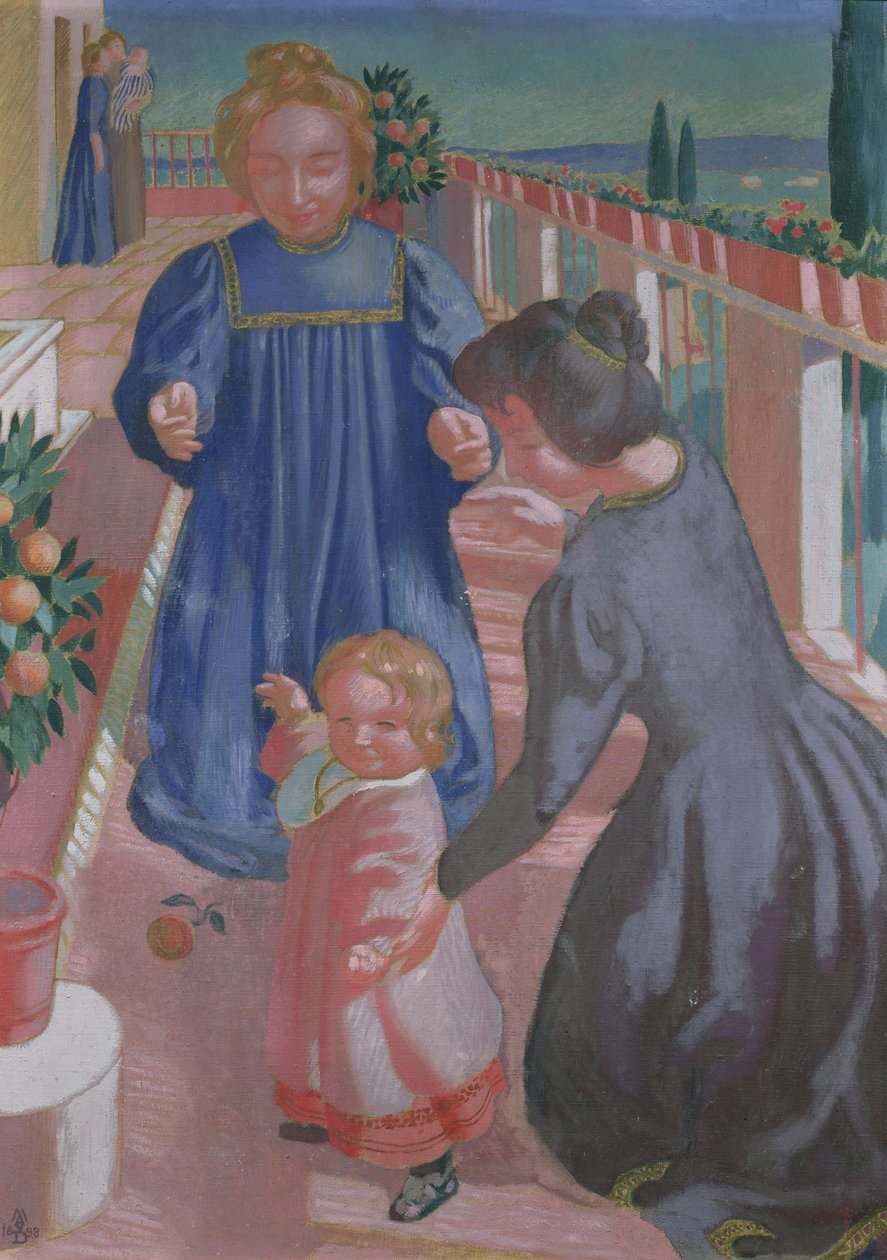 Os primeiros passos no terraço em Fiesole, 1898 de Maurice Denis