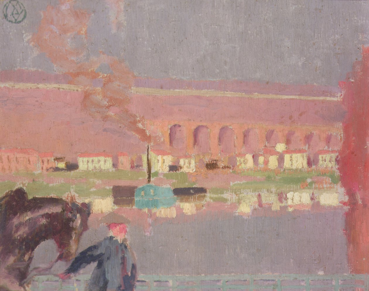 Viaduto Pecq, visto da velha ponte em Pecq, c.1898 (pintura) de Maurice Denis