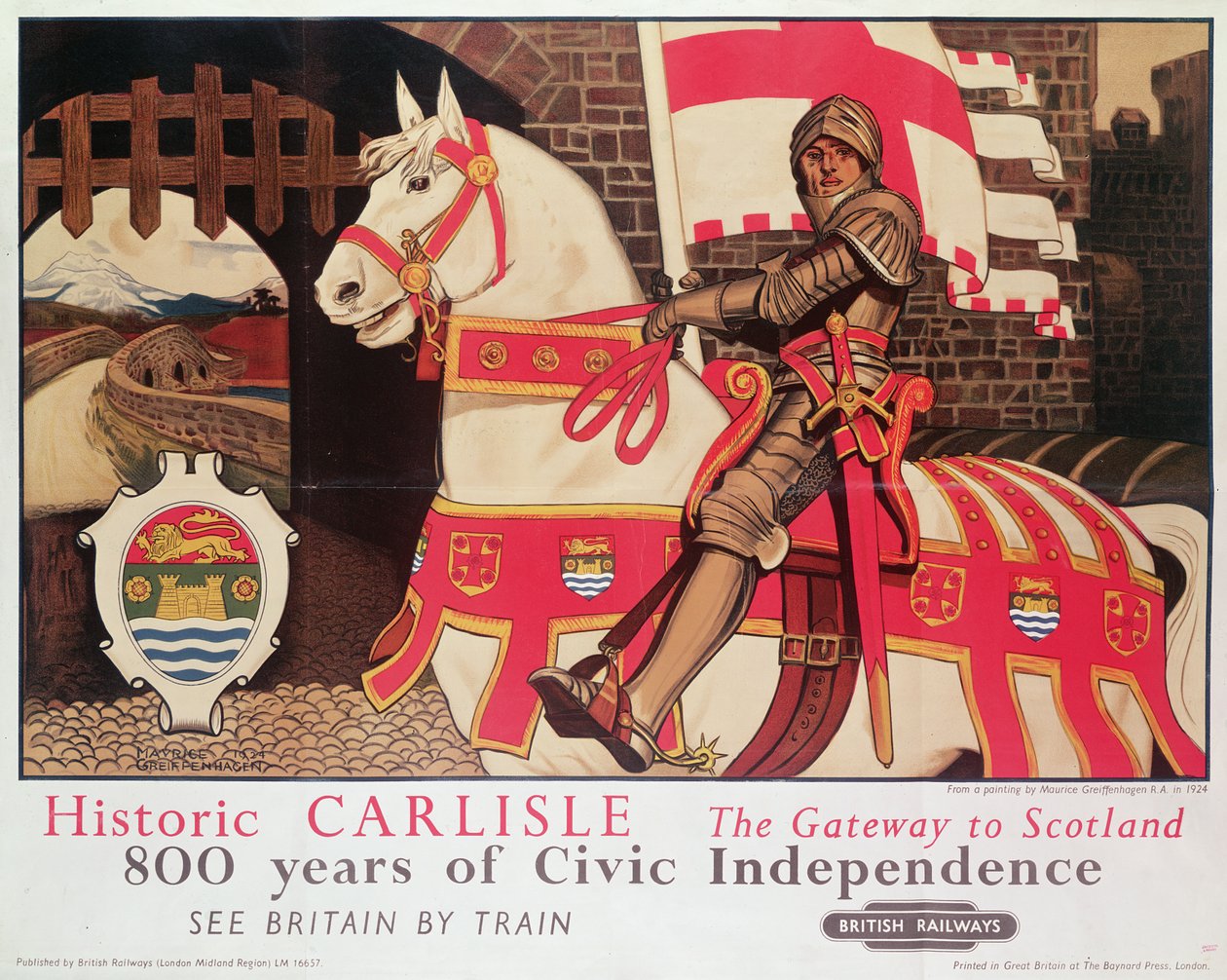 Propaganda de cartaz britânica do trilho &39;Carlisle histórico, Gateway a Scotland&39;, 1924 de Maurice Greiffenhagen