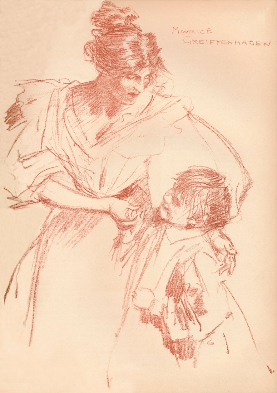 Mãe e filho, c1897, 1897 de Maurice Greiffenhagen