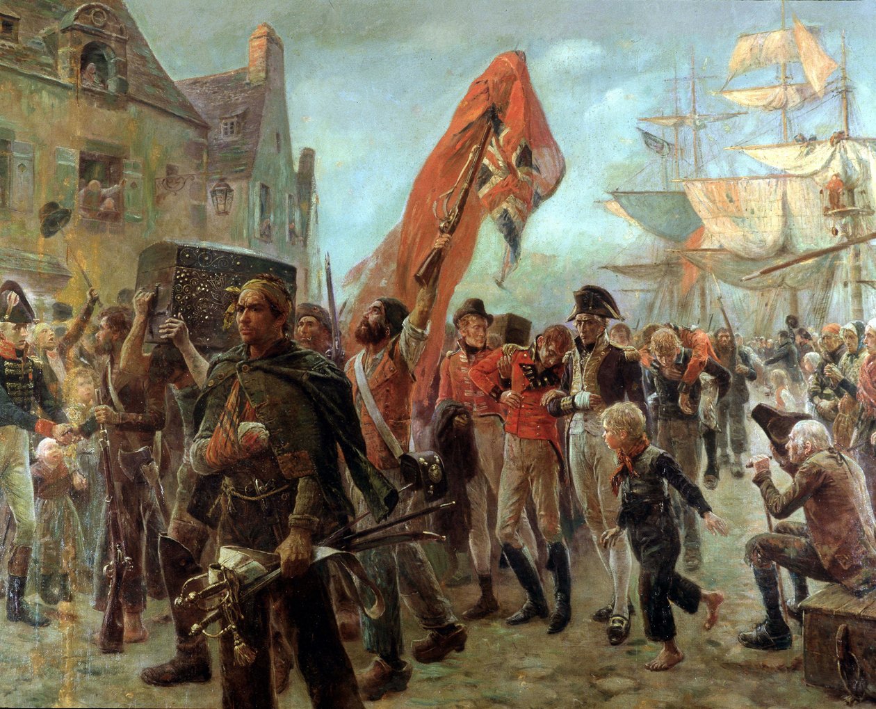 Corsários em 1806 - óleo sobre tela por Maurice Orange, final do século XIX. de Maurice Henri Orange