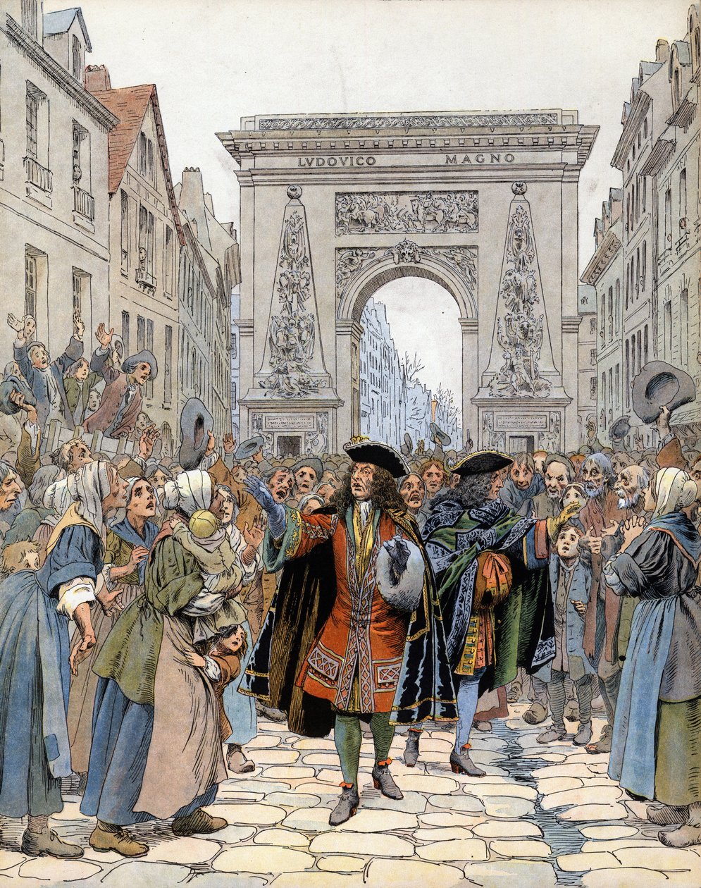Na Porte Saint-Denis (Saint Denis) em Paris, o marechal de Boufflers (Louis Francois de Boufflers) de Maurice Leloir