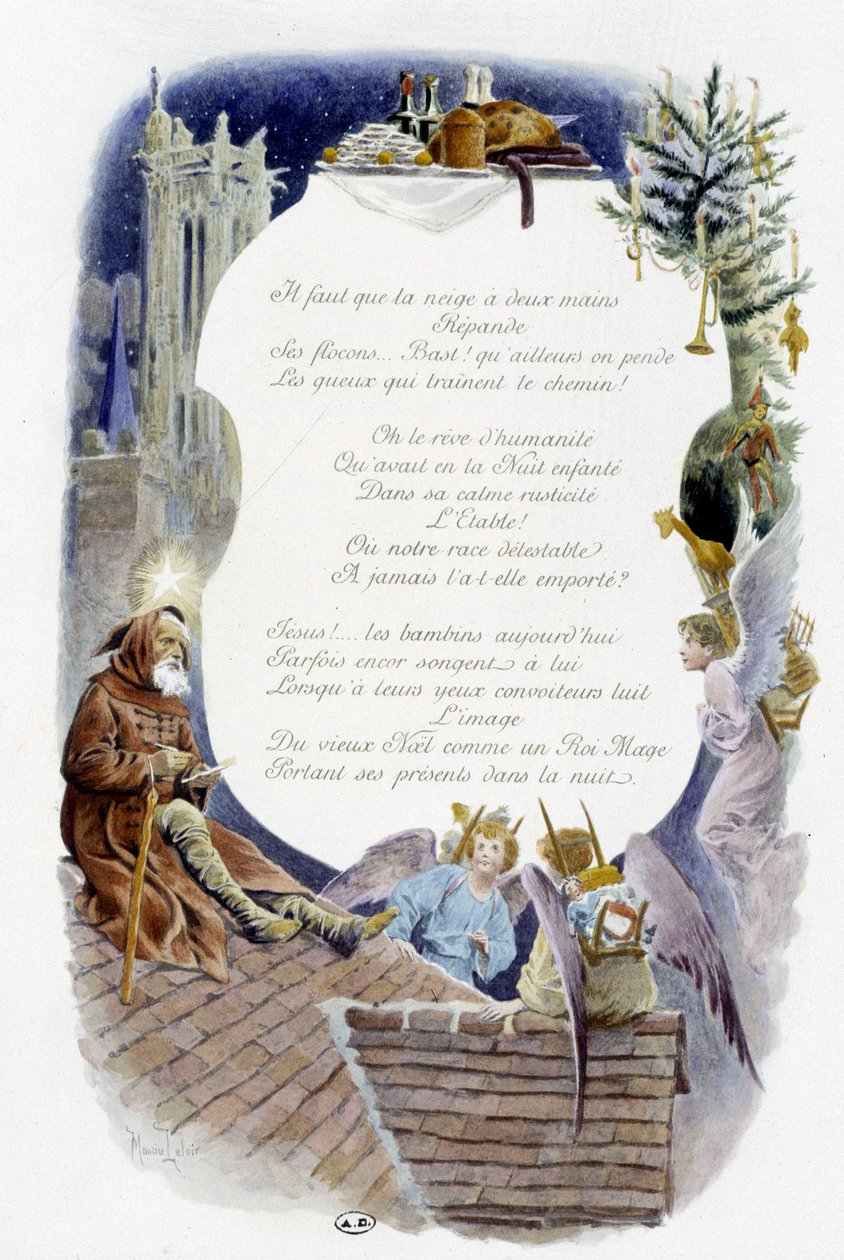 Dezembro "La Chanson du mois" de Jérôme Doucet, ilustração - Maurice Leloir, ed. Reims 1904. L. Michaud de Maurice Leloir