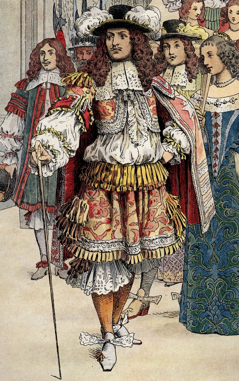 O rei francês Luís XIV no seu castelo de Vaux Le Visomte de Maurice Leloir