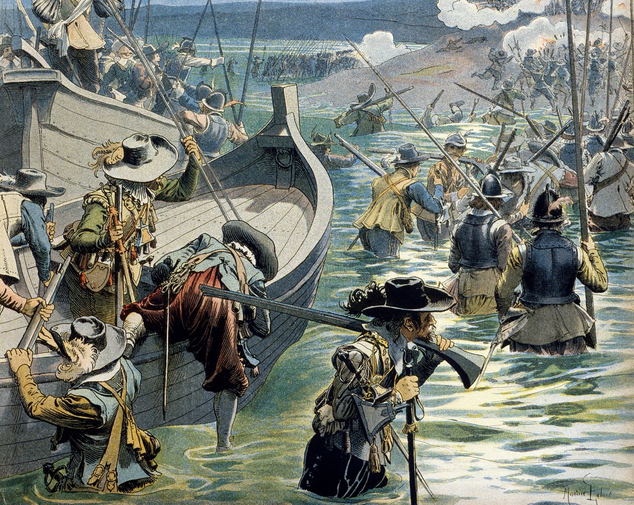 História da França: Ajuda enviada aos defensores da ilha de Re pelo Cardeal Richelieu (Armand Jean du Plessis de Maurice Leloir